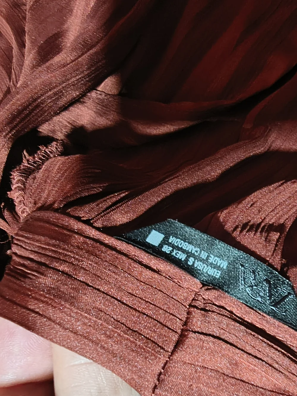 Zara Rust Sheer Long-Sleeve Tie-Neck Blouse - Picture 7 of 10